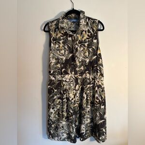 Simply Vera Vera Wang Sleeveless Swirl Print Tunic Dress in Black, Olive & Cream